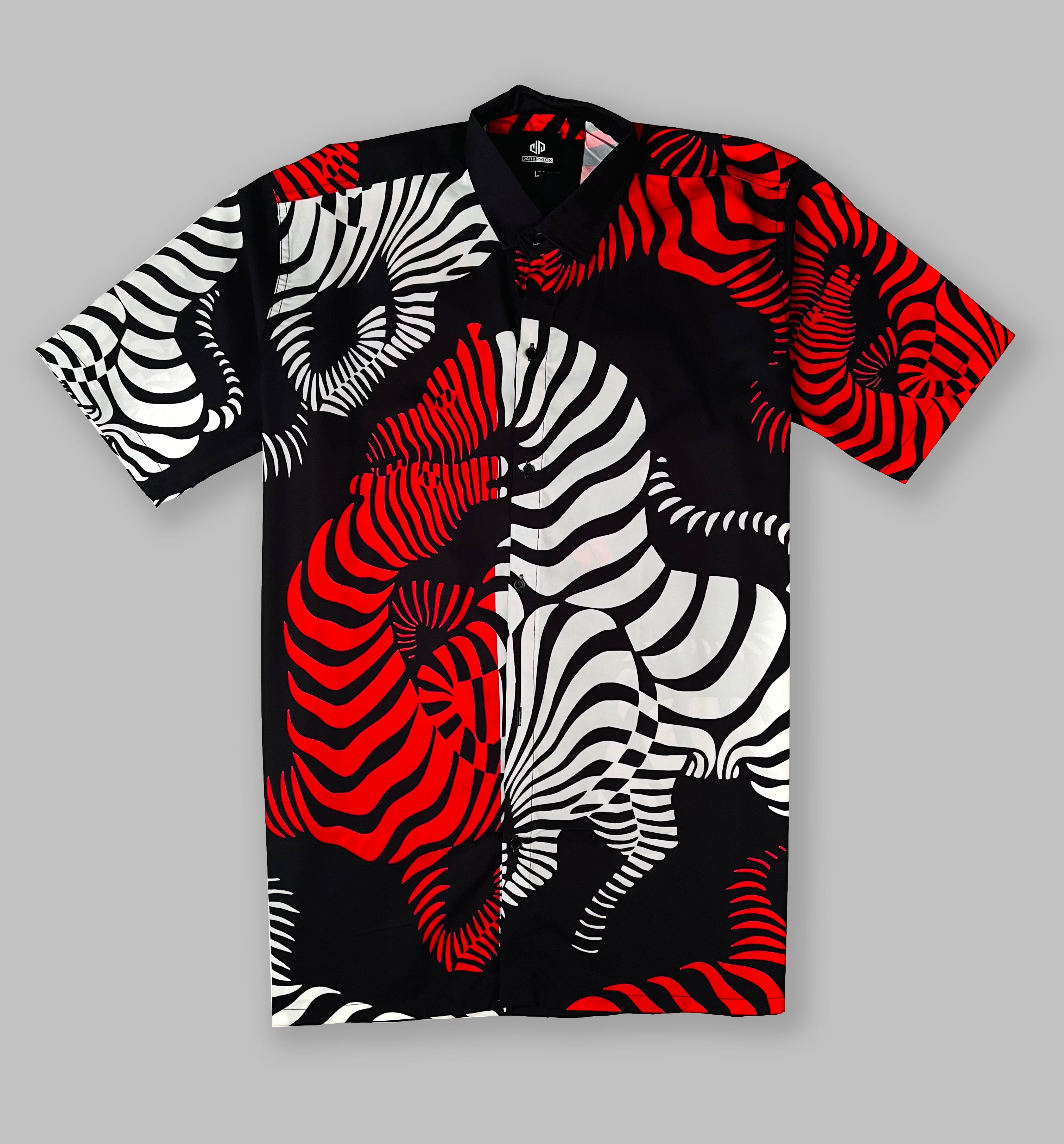 Darkphlox Men  Zebra Print  Button- Front  Shirt