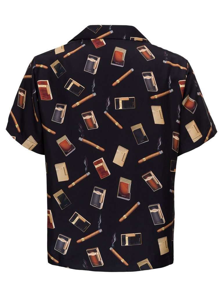 Men Printed Retro Style Summer Casual Short Sleeve Lapel Shirts